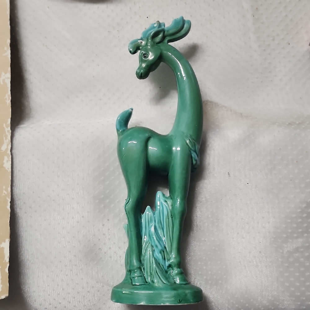 WALES Japan Green Ceramic Deer Figurine Home Art